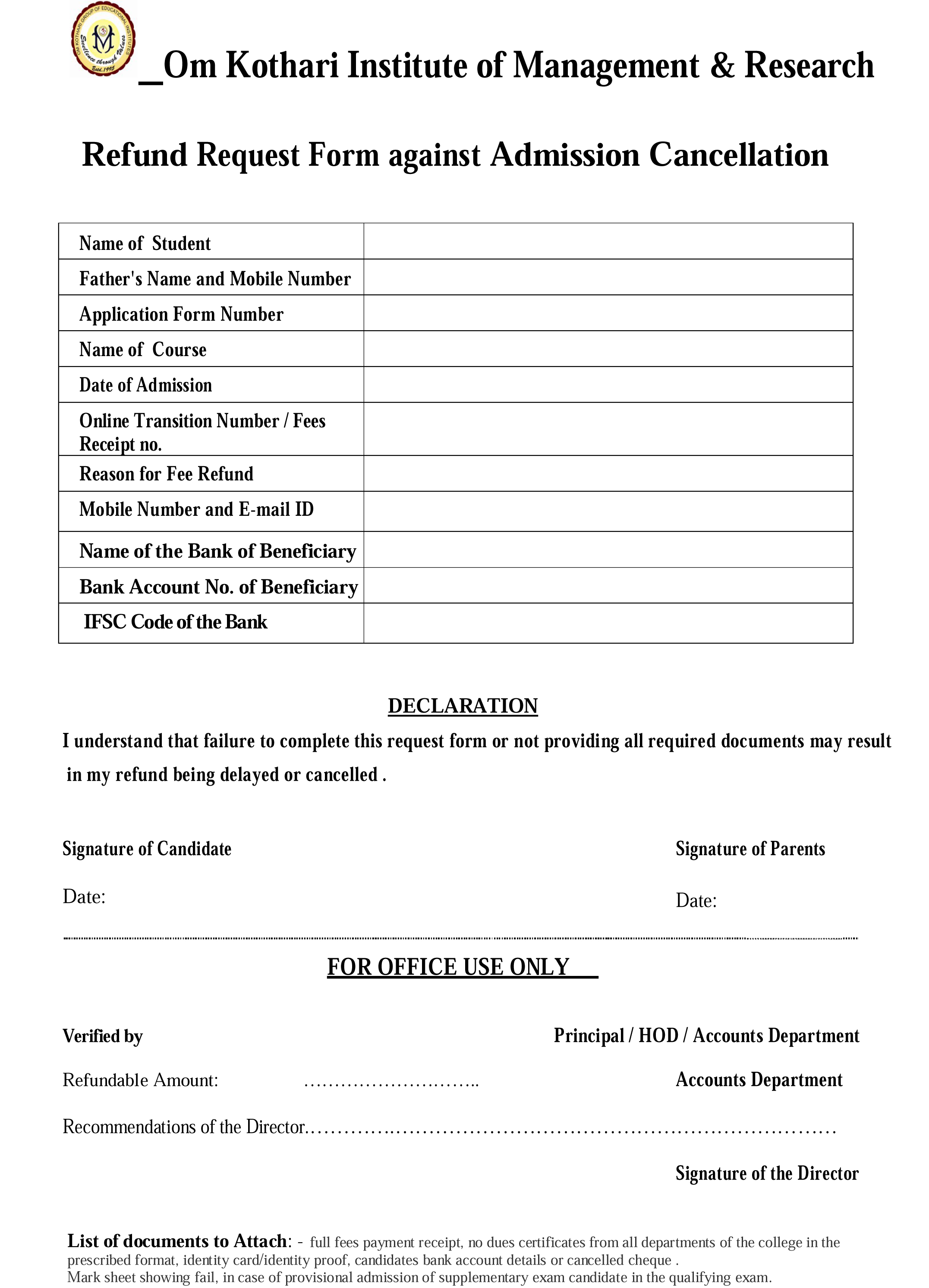 Refund Form Preview